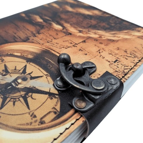 Notes Skórzany Kompas Retro Vintage 200 stron - Prezent dla Podróżnika - AH10A