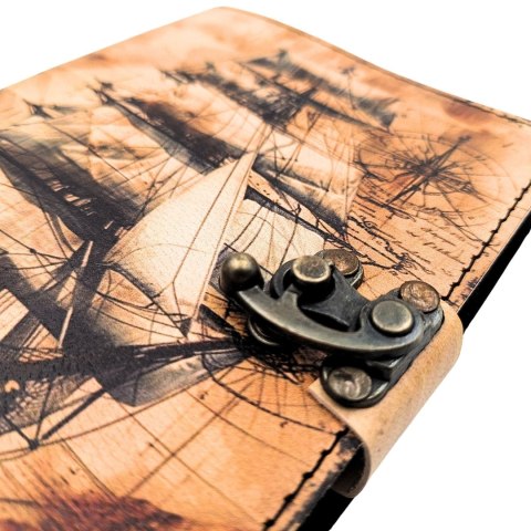 Notes Skórzany Marynistyczny Żaglowiec Retro - Prezent dla Żeglarza - AH11