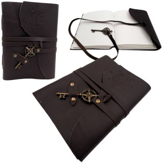 Notes Skórzany Retro Róża Wiatrów 200 stron - Prezent dla Żeglarza - AH03