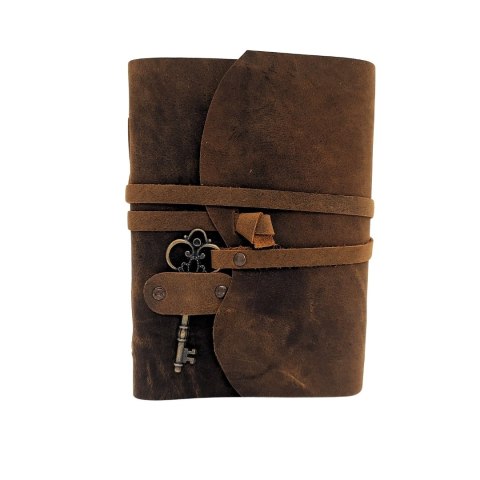 Notes Skórzany Retro z Kluczykiem i Paskiem 200 stron 18 x 13 cm - AH02