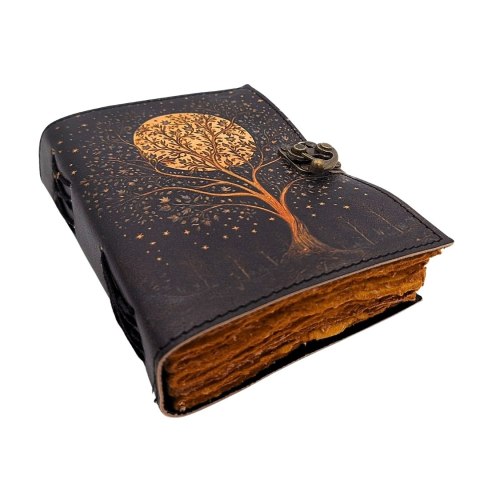 Notes Skórzany Vintage Retro Drzewo i Księżyc 200 stron - AH08