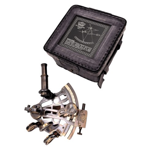 Sekstans Mosiężny w Skórzanym Pudełku - ST003