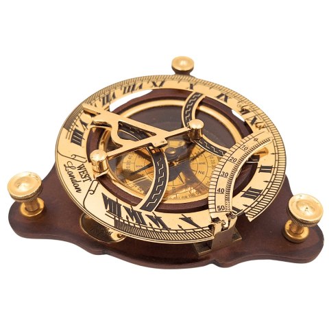 Zegar słoneczny z kompasem na drewnianej podstawie C064