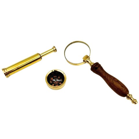 Zestaw Podróżnika - Luneta + Kompas + Lupa w Drewnianym Pudełku - NC2677AZ