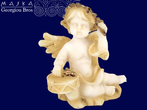 Aniołek grający na tamburynie -alabaster grecki