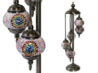 Lampa podłogowa - pięć kloszy, wielokolorowych