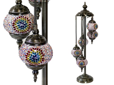 Lampa podłogowa - pięć kloszy, wielokolorowych