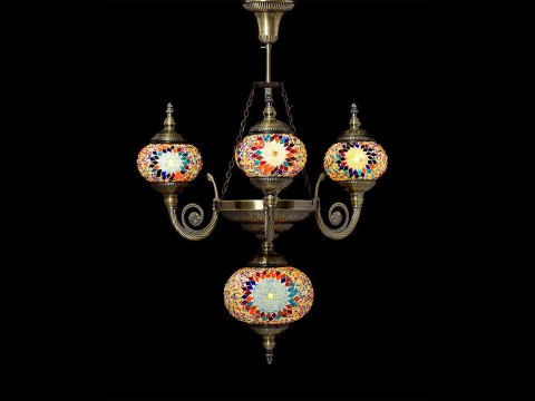 Lampa sufitowa - cztery klosze, wielokolorowe