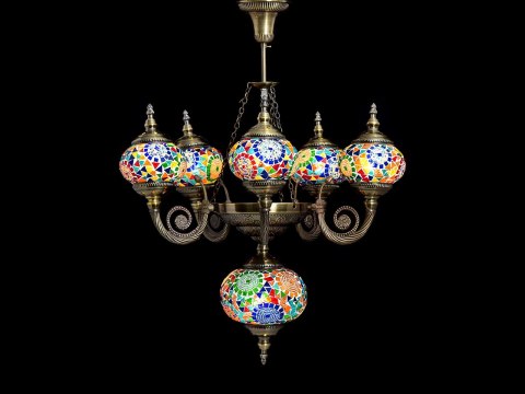 Lampa sufitowa - sześć kloszy, wielokolorowe