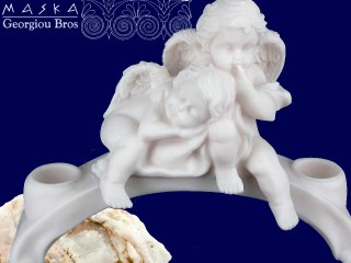 Para aniołków - świecznik -alabaster grecki