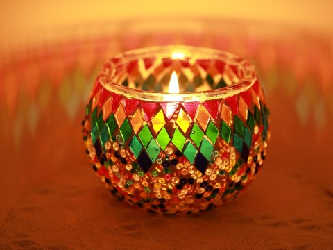 Świecznik/lampion - klosz pojedynczy, wielokolorowy