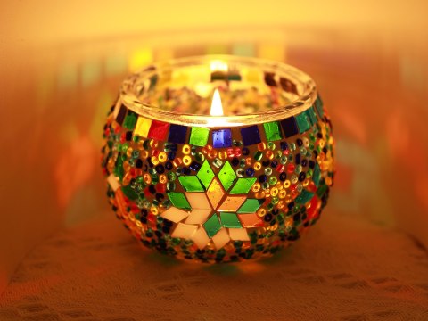 Świecznik/lampion - klosz pojedynczy, wielokolorowy