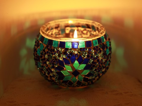 Świecznik/lampion - klosz pojedynczy, wielokolorowy