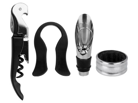 Kpl. do otwierania wina w drewnianym pudełku (4 elementy)