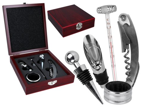 Kpl. do otwierania wina w drewnianym pudełku (5 elementy)