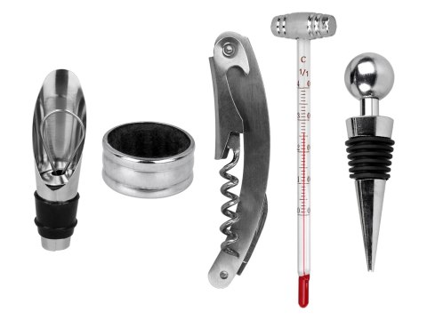 Kpl. do otwierania wina w drewnianym pudełku (5 elementy)