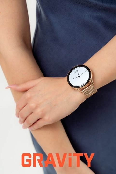 Smartwatch Gravity Różowe Złoto Pasek + Bransoleta GT11-7