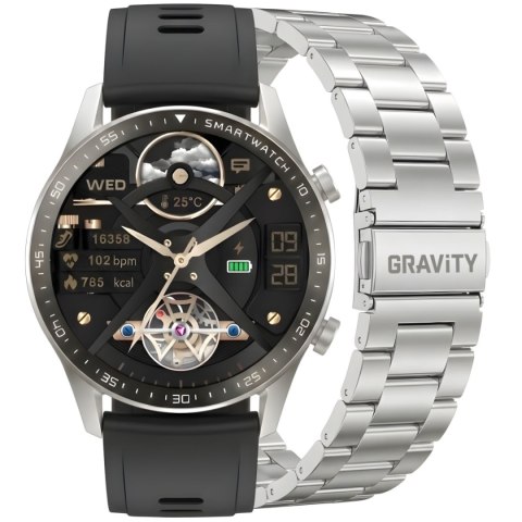 Smartwatch Gravity Srebrny Bransoleta + Pasek GT10-6