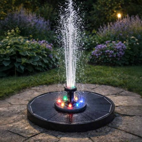 Fontanna solarna LUARO do oczka wodnego ogrodowa pompa pływająca LED RGB 16cm