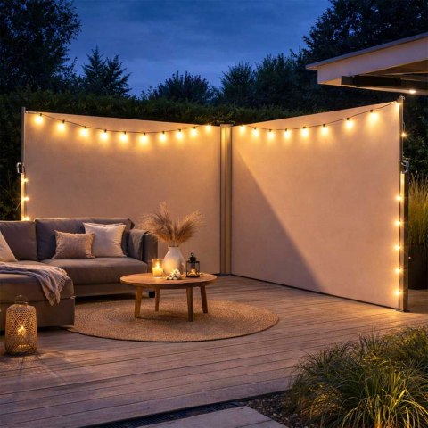 Markiza narożna boczna tarasowa LUARO parawan zwijany 180 x 620 cm beżowy