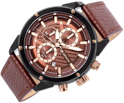 Zegarek Męski Giewont Chronograph Sapphire Czarno Brązowy GW8810-A3