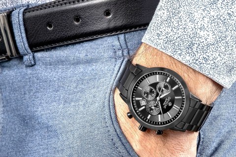 Zegarek Męski Giewont Chronograph Sapphire Czarny GW8510-B2
