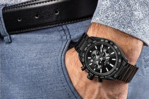 Zegarek Męski Giewont Chronograph Sapphire Czarny GW9580-B2