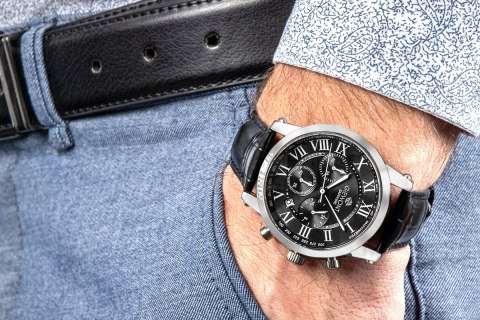 Zegarek Męski Giewont Chronograph Sapphire Srebrno Czarny GW6260-A2