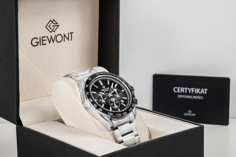 Zegarek Męski Giewont Chronograph Sapphire Srebrno Czarny GW9580-B1