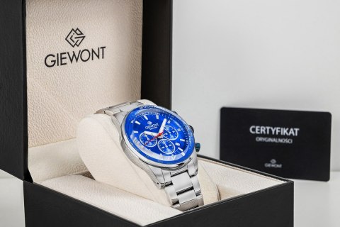 Zegarek Męski Giewont Chronograph Sapphire Srebrno Niebieski GW9140-B3