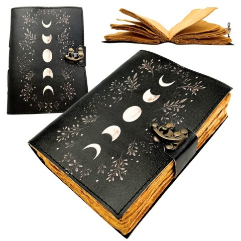 Notes Skórzany Retro z Fazami Księżyca - skóra kozia, 200 stron, papier 150 GSM - H080