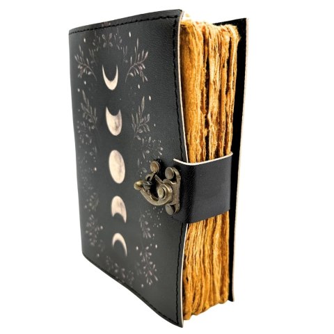 Notes Skórzany Retro z Fazami Księżyca - skóra kozia, 200 stron, papier 150 GSM - H080