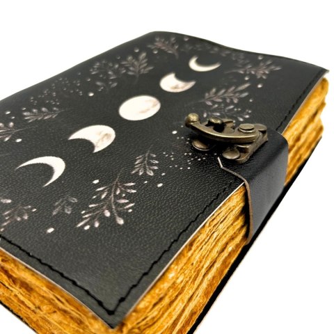 Notes Skórzany Retro z Fazami Księżyca - skóra kozia, 200 stron, papier 150 GSM - H080