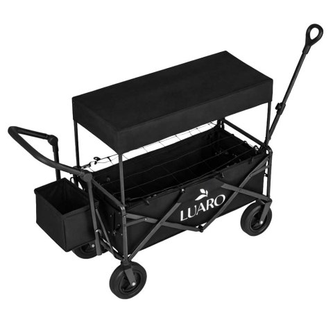 Wózek transportowy LUARO plażowy składany z daszkiem i siatką czarny