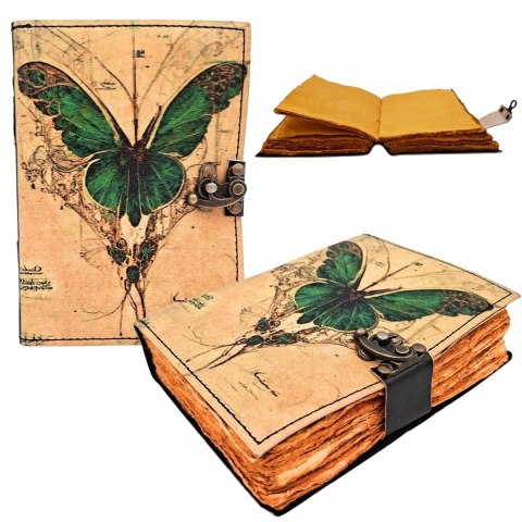 Notes Skórzany Retro Motyl - Skóra Kozia 200 stron - AH20