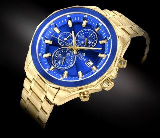 Zegarek Męski Giewont Chronograph Sapphire Złoty niebieski GW7290-B6