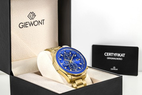 Zegarek Giewont Chronograph Sapphire Złoty niebieski GW7290