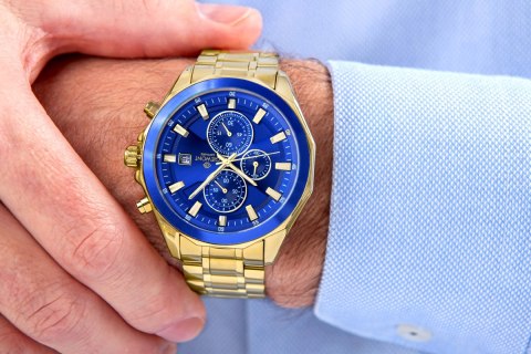 Zegarek Męski Giewont Chronograph Sapphire Złotoniebieski GW7290-B6