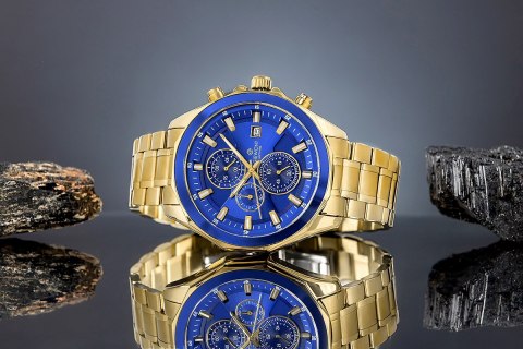 Zegarek Męski Giewont Chronograph Sapphire Złotoniebieski GW7290-B6