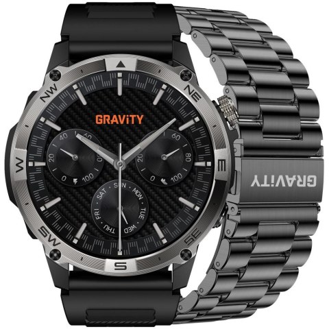 SMARTWATCH MĘSKI GRAVITY GT46-1 - AMOLED, DODATKOWA BRANSOLETA(sg055a)