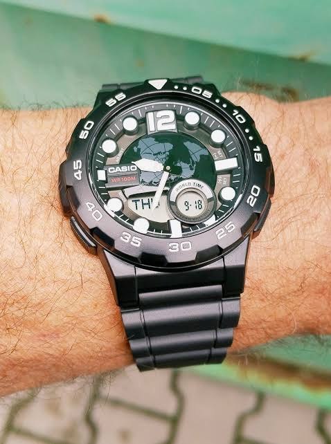 ZEGAREK MĘSKI CASIO AEQ-100W 1AV (zd070a) - WORLD TIME + BOX
