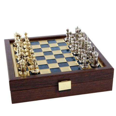 Eleganckie Szachy Mosiężne Premium 20x20cm Bizancjum - Prezent dla Szachisty - SK1BLU