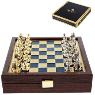 Eleganckie Szachy Mosiężne Premium 20x20cm Bizancjum - Prezent dla Szachisty - SK1BLU