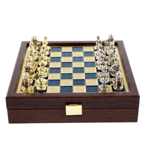 Eleganckie Szachy Mosiężne Premium 20x20cm Bizancjum - Prezent dla Szachisty - SK1BLU