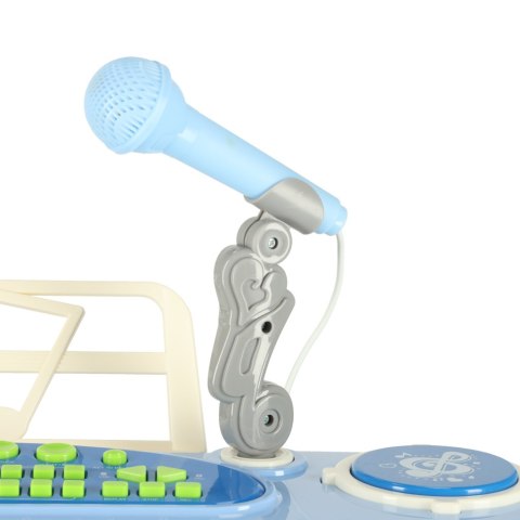 Keyboard dla dzieci pianinko interaktywne organki 37 klawiszy mikrofon statyw niebieskie