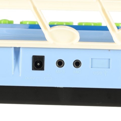 Keyboard dla dzieci pianinko interaktywne organki 37 klawiszy mikrofon statyw niebieskie
