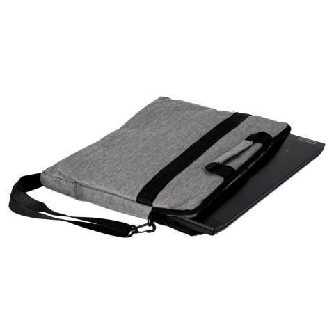 Torba na laptopa 15,6 cali etui pokrowiec z paskiem teczka damska męska mocna szara