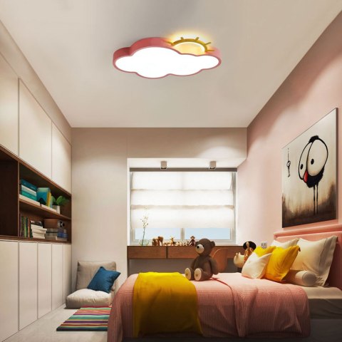 Lampa LED sufitowa plafon do pokoju dziecięcego ściemniana LUMELA + pilot chmurka różowa