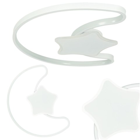 Lampa LED sufitowa plafon do pokoju dziecięcego ściemniana LUMELA + pilot księżyc biała