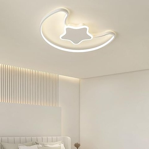 Lampa LED sufitowa plafon do pokoju dziecięcego ściemniana LUMELA + pilot księżyc biała